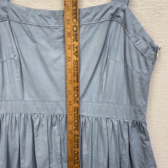 Umgee USA Women Blue Tiered Midi Dress Square Neck Sleeveless Cotton Blend Sz M - Picture 7 of 9